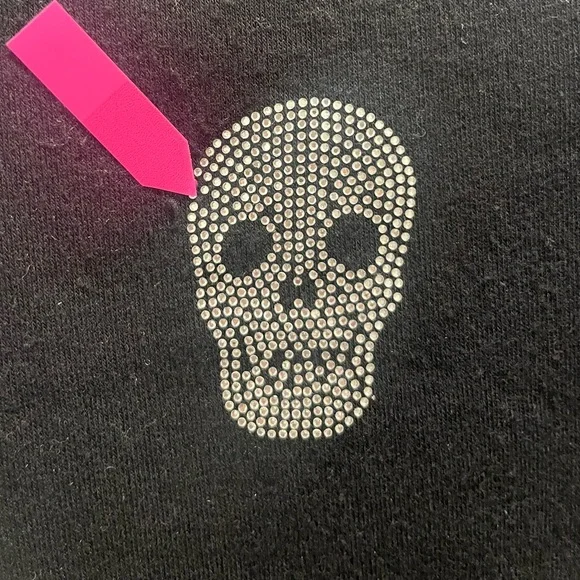 Betsey Johnson Embellished Rhinestone Skull Fleece Sweatshirt Black-Small - VGUC - Picture 4 of 14